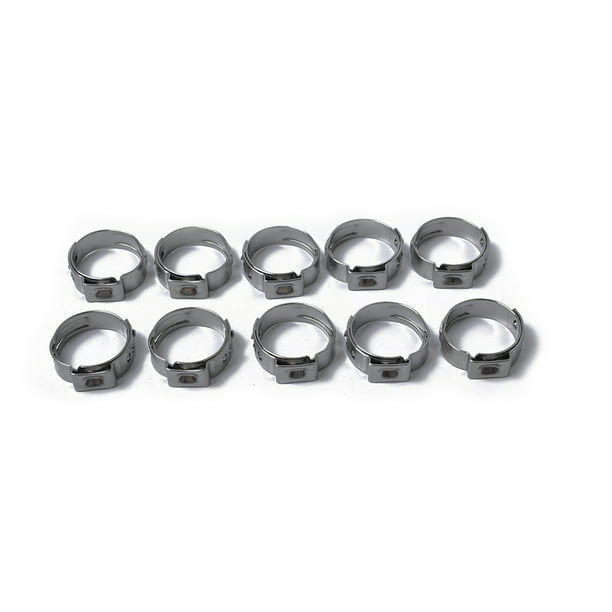10pcs Single Ear Stainless Steel Hydraulic Hose Clamps Fuel Air Pipe Clips Tools